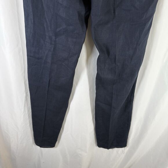 New Nordstrom Men's Shop Linen Pants Men's 34R Navy Blue Flat Front Office Work - Picture 11 of 12